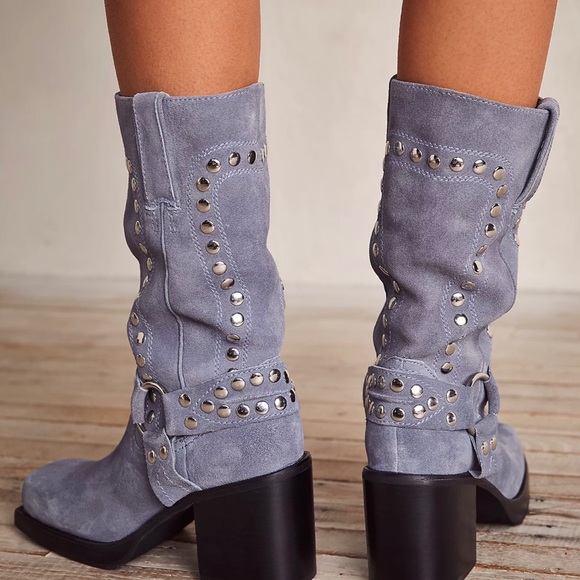 NIB MAKE OFFER JEFFREY CAMPBELL FREE PEOPLE Gretchen Studded Square Toe Boots - Picture 2 of 5